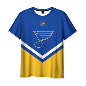 Мужская футболка 3D с принтом St. Louis Blues в Екатеринбурге, 100% полиэфир | прямой крой, круглый вырез горловины, длина до линии бедер | america | canada | hockey | nhl | usa | америка | блюз | канада | лед | нхл | сент луис | сша | хоккей