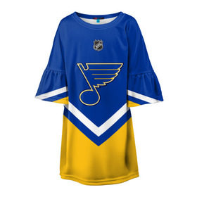 Детское платье 3D с принтом St. Louis Blues в Екатеринбурге, 100% полиэстер | прямой силуэт, чуть расширенный к низу. Круглая горловина, на рукавах — воланы | america | canada | hockey | nhl | usa | америка | блюз | канада | лед | нхл | сент луис | сша | хоккей