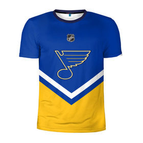 Мужская футболка 3D спортивная с принтом St. Louis Blues в Екатеринбурге, 100% полиэстер с улучшенными характеристиками | приталенный силуэт, круглая горловина, широкие плечи, сужается к линии бедра | Тематика изображения на принте: america | canada | hockey | nhl | usa | америка | блюз | канада | лед | нхл | сент луис | сша | хоккей