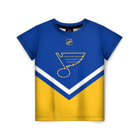 Детская футболка 3D с принтом St. Louis Blues в Екатеринбурге, 100% гипоаллергенный полиэфир | прямой крой, круглый вырез горловины, длина до линии бедер, чуть спущенное плечо, ткань немного тянется | america | canada | hockey | nhl | usa | америка | блюз | канада | лед | нхл | сент луис | сша | хоккей