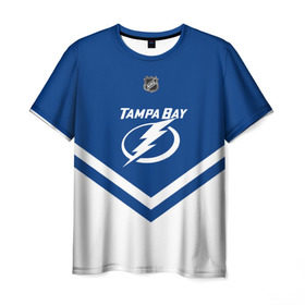 Мужская футболка 3D с принтом Tampa Bay Lightning в Екатеринбурге, 100% полиэфир | прямой крой, круглый вырез горловины, длина до линии бедер | america | canada | hockey | nhl | usa | америка | бэй | канада | лайтнинг | лед | нхл | сша | тампа | хоккей