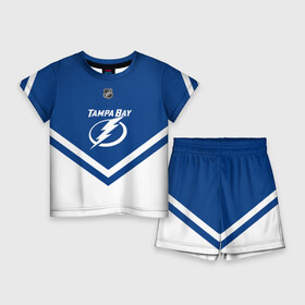 Детский костюм с шортами 3D с принтом Tampa Bay Lightning в Екатеринбурге,  |  | america | canada | hockey | nhl | usa | америка | бэй | канада | лайтнинг | лед | нхл | сша | тампа | хоккей