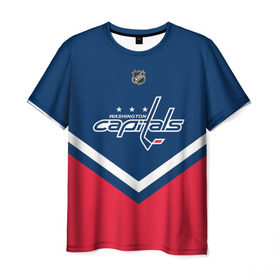 Мужская футболка 3D с принтом Washington Capitals в Екатеринбурге, 100% полиэфир | прямой крой, круглый вырез горловины, длина до линии бедер | america | canada | hockey | nhl | usa | америка | вашингтон | канада | кэпиталз | лед | нхл | овечкин | сша | хоккей