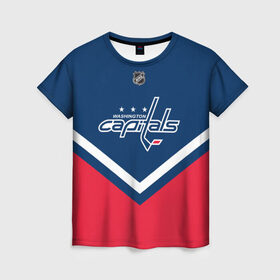 Женская футболка 3D с принтом Washington Capitals в Екатеринбурге, 100% полиэфир ( синтетическое хлопкоподобное полотно) | прямой крой, круглый вырез горловины, длина до линии бедер | america | canada | hockey | nhl | usa | америка | вашингтон | канада | кэпиталз | лед | нхл | овечкин | сша | хоккей