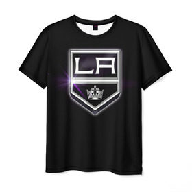 Мужская футболка 3D с принтом Los Angeles Kings в Екатеринбурге, 100% полиэфир | прямой крой, круглый вырез горловины, длина до линии бедер | Тематика изображения на принте: hockey | kings | los angeles | nhl | корона | нхл | хоккеист | хоккей