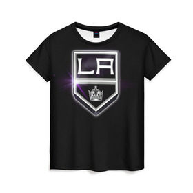 Женская футболка 3D с принтом Los Angeles Kings в Екатеринбурге, 100% полиэфир ( синтетическое хлопкоподобное полотно) | прямой крой, круглый вырез горловины, длина до линии бедер | hockey | kings | los angeles | nhl | корона | нхл | хоккеист | хоккей