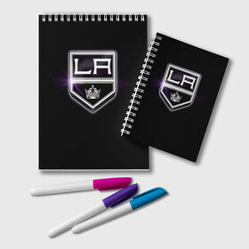 Блокнот с принтом Los Angeles Kings в Екатеринбурге, 100% бумага | 48 листов, плотность листов — 60 г/м2, плотность картонной обложки — 250 г/м2. Листы скреплены удобной пружинной спиралью. Цвет линий — светло-серый
 | Тематика изображения на принте: hockey | kings | los angeles | nhl | корона | нхл | хоккеист | хоккей