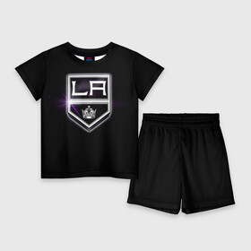 Детский костюм с шортами 3D с принтом Los Angeles Kings в Екатеринбурге,  |  | hockey | kings | los angeles | nhl | корона | нхл | хоккеист | хоккей