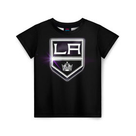 Детская футболка 3D с принтом Los Angeles Kings в Екатеринбурге, 100% гипоаллергенный полиэфир | прямой крой, круглый вырез горловины, длина до линии бедер, чуть спущенное плечо, ткань немного тянется | hockey | kings | los angeles | nhl | корона | нхл | хоккеист | хоккей