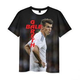 Мужская футболка 3D с принтом Гарет Бейл в Екатеринбурге, 100% полиэфир | прямой крой, круглый вырез горловины, длина до линии бедер | cпорт | football | gareth bale | real madrid | гарет бейл | реал мадрид | футбол | футболист