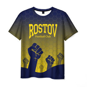 Мужская футболка 3D с принтом Rostov Football club в Екатеринбурге, 100% полиэфир | прямой крой, круглый вырез горловины, длина до линии бедер | Тематика изображения на принте: дону | на | ростов | ростов на дону