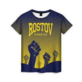 Женская футболка 3D с принтом Rostov Football club в Екатеринбурге, 100% полиэфир ( синтетическое хлопкоподобное полотно) | прямой крой, круглый вырез горловины, длина до линии бедер | дону | на | ростов | ростов на дону