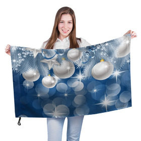 Флаг 3D с принтом Новогодний узор в Екатеринбурге, 100% полиэстер | плотность ткани — 95 г/м2, размер — 67 х 109 см. Принт наносится с одной стороны | happy new year | блеск | ёлка | зима | игрушки. праздник | конфетти | новый год | подарки | снег