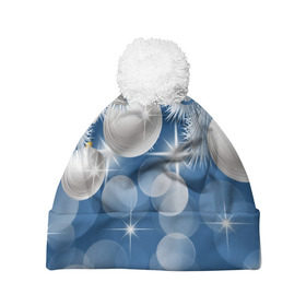 Шапка 3D c помпоном с принтом Новогодний узор в Екатеринбурге, 100% полиэстер | универсальный размер, печать по всей поверхности изделия | happy new year | блеск | ёлка | зима | игрушки. праздник | конфетти | новый год | подарки | снег