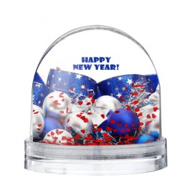 Водяной шар с принтом Happy New Year в Екатеринбурге, Пластик | Изображение внутри шара печатается на глянцевой фотобумаге с двух сторон | 