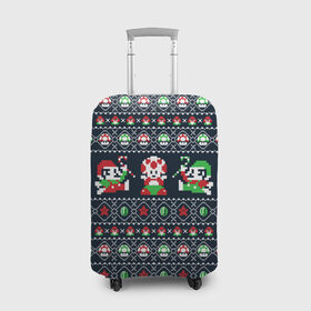 Чехол для чемодана 3D с принтом Mario Bros Christmas в Екатеринбурге, 86% полиэфир, 14% спандекс | двустороннее нанесение принта, прорези для ручек и колес | 