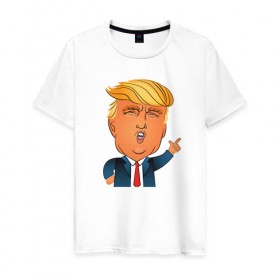 Мужская футболка хлопок с принтом Трамп 2 в Екатеринбурге, 100% хлопок | прямой крой, круглый вырез горловины, длина до линии бедер, слегка спущенное плечо. | 