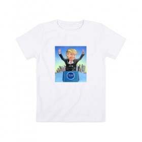 Детская футболка хлопок с принтом Трамп 3 в Екатеринбурге, 100% хлопок | круглый вырез горловины, полуприлегающий силуэт, длина до линии бедер | america | donald | trump | usa | америка | дональд | трамп