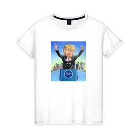 Женская футболка хлопок с принтом Трамп 3 в Екатеринбурге, 100% хлопок | прямой крой, круглый вырез горловины, длина до линии бедер, слегка спущенное плечо | america | donald | trump | usa | америка | дональд | трамп