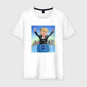Мужская футболка хлопок с принтом Трамп 3 в Екатеринбурге, 100% хлопок | прямой крой, круглый вырез горловины, длина до линии бедер, слегка спущенное плечо. | america | donald | trump | usa | америка | дональд | трамп
