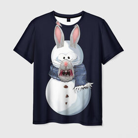 Мужская футболка 3D с принтом Снэпчат кролик в Екатеринбурге, 100% полиэфир | прямой крой, круглый вырез горловины, длина до линии бедер | snapchat | радуга | снеговик | снэпчат | уши | фильтр | язык