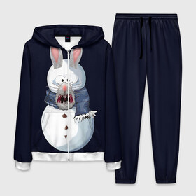 Мужской костюм 3D с принтом Снэпчат кролик в Екатеринбурге, 100% полиэстер | Манжеты и пояс оформлены тканевой резинкой, двухслойный капюшон со шнурком для регулировки, карманы спереди | snapchat | радуга | снеговик | снэпчат | уши | фильтр | язык