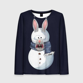 Женский лонгслив 3D с принтом Снэпчат кролик в Екатеринбурге, 100% полиэстер | длинные рукава, круглый вырез горловины, полуприлегающий силуэт | snapchat | радуга | снеговик | снэпчат | уши | фильтр | язык