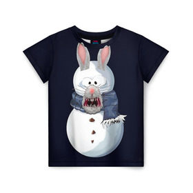 Детская футболка 3D с принтом Снэпчат кролик в Екатеринбурге, 100% гипоаллергенный полиэфир | прямой крой, круглый вырез горловины, длина до линии бедер, чуть спущенное плечо, ткань немного тянется | snapchat | радуга | снеговик | снэпчат | уши | фильтр | язык