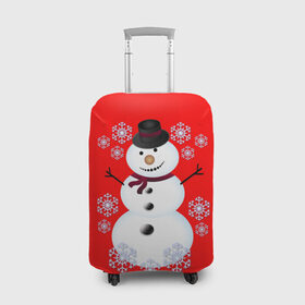 Чехол для чемодана 3D с принтом Снеговик в Екатеринбурге, 86% полиэфир, 14% спандекс | двустороннее нанесение принта, прорези для ручек и колес | 2017 | дед мороз | зима | новый год | снеговик | снежинки