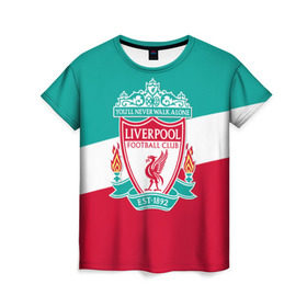 Женская футболка 3D с принтом Ливерпуль в Екатеринбурге, 100% полиэфир ( синтетическое хлопкоподобное полотно) | прямой крой, круглый вырез горловины, длина до линии бедер | ливерпуль