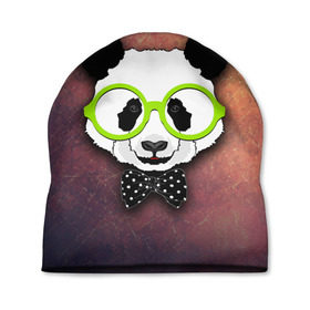 Шапка 3D с принтом Панда в очках в Екатеринбурге, 100% полиэстер | универсальный размер, печать по всей поверхности изделия | модные животные | панда | панда в очках | прикольные картинки