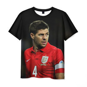 Мужская футболка 3D с принтом Steven Gerrard в Екатеринбурге, 100% полиэфир | прямой крой, круглый вырез горловины, длина до линии бедер | england national team | premier league | steven gerrard | англия | ливерпуль | стивен джеррард | футбол