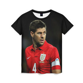 Женская футболка 3D с принтом Steven Gerrard в Екатеринбурге, 100% полиэфир ( синтетическое хлопкоподобное полотно) | прямой крой, круглый вырез горловины, длина до линии бедер | england national team | premier league | steven gerrard | англия | ливерпуль | стивен джеррард | футбол