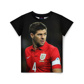 Детская футболка 3D с принтом Steven Gerrard в Екатеринбурге, 100% гипоаллергенный полиэфир | прямой крой, круглый вырез горловины, длина до линии бедер, чуть спущенное плечо, ткань немного тянется | england national team | premier league | steven gerrard | англия | ливерпуль | стивен джеррард | футбол