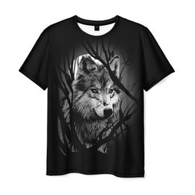 Мужская футболка 3D с принтом Серый волк в Екатеринбурге, 100% полиэфир | прямой крой, круглый вырез горловины, длина до линии бедер | animal | beast | grey | roar | wolf | волк | животное | зверь | рык | серый