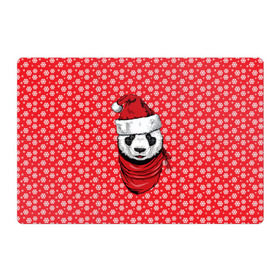 Магнитный плакат 3Х2 с принтом Панда Клаус в Екатеринбурге, Полимерный материал с магнитным слоем | 6 деталей размером 9*9 см | animal | bear | beast | claus | panda | santa | дед мороз | елка | зверь | клаус | медведь | новый год | панда | рождество | санта | снег