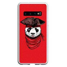 Чехол для Samsung Galaxy S10 с принтом Панда пират в Екатеринбурге, Силикон | Область печати: задняя сторона чехла, без боковых панелей | animal | bay | bear | beast | captain | panda | pirate | бухта | зверь | капитан | корабль | медведь | панда | пират