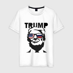 Мужская футболка хлопок с принтом Дональд Трамп в Екатеринбурге, 100% хлопок | прямой крой, круглый вырез горловины, длина до линии бедер, слегка спущенное плечо. | 