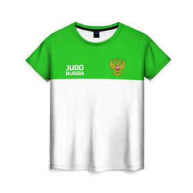 Женская футболка 3D с принтом Дзюдо в Екатеринбурге, 100% полиэфир ( синтетическое хлопкоподобное полотно) | прямой крой, круглый вырез горловины, длина до линии бедер | judo | дзюдо | единоборства | россия | спорт | федерация