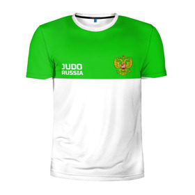 Мужская футболка 3D спортивная с принтом Дзюдо в Екатеринбурге, 100% полиэстер с улучшенными характеристиками | приталенный силуэт, круглая горловина, широкие плечи, сужается к линии бедра | Тематика изображения на принте: judo | дзюдо | единоборства | россия | спорт | федерация