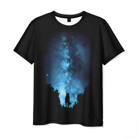 Мужская футболка 3D с принтом Млечный путь в Екатеринбурге, 100% полиэфир | прямой крой, круглый вырез горловины, длина до линии бедер | Тематика изображения на принте: galaxy | milky way | night | space | star | вселенная | галактика | звезды | космос | млечный | ночь | путь