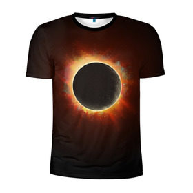 Мужская футболка 3D спортивная с принтом Солнечное затмение в Екатеринбурге, 100% полиэстер с улучшенными характеристиками | приталенный силуэт, круглая горловина, широкие плечи, сужается к линии бедра | eclipse | moon | planet | solar | space | star | sun | затмение | звезда | космос | луна | планета | солнце