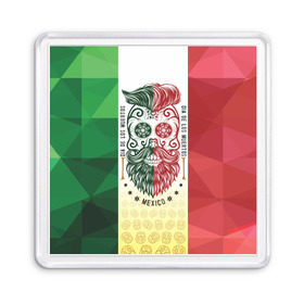 Магнит 55*55 с принтом Мексика в Екатеринбурге, Пластик | Размер: 65*65 мм; Размер печати: 55*55 мм | Тематика изображения на принте: мексика | флаг | череп