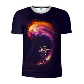 Мужская футболка 3D спортивная с принтом Космический серфинг в Екатеринбурге, 100% полиэстер с улучшенными характеристиками | приталенный силуэт, круглая горловина, широкие плечи, сужается к линии бедра | Тематика изображения на принте: cosmonaut | galaxy | planet | space | star | surf | галактика | звезды | космонавт | космос | планета | серф