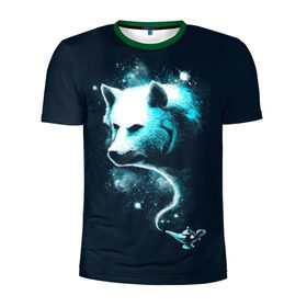 Мужская футболка 3D спортивная с принтом Галактический волк в Екатеринбурге, 100% полиэстер с улучшенными характеристиками | приталенный силуэт, круглая горловина, широкие плечи, сужается к линии бедра | animal | beast | galaxy | space | universe | wolf | волк | вселенная | галактика | животное | зверь | космос