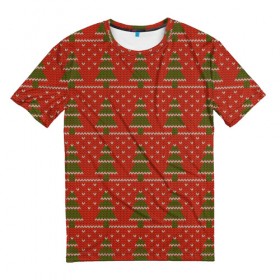 Мужская футболка 3D с принтом Простой свитер 2 в Екатеринбурге, 100% полиэфир | прямой крой, круглый вырез горловины, длина до линии бедер | Тематика изображения на принте: ангел | ёлка | ель | зима | колокольчик | нг | новый год | рождество | санта | свитер | сердце | снег