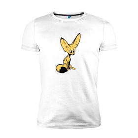 Мужская футболка премиум с принтом Лисенок в Екатеринбурге, 92% хлопок, 8% лайкра | приталенный силуэт, круглый вырез ворота, длина до линии бедра, короткий рукав | животное | лиса | фенек