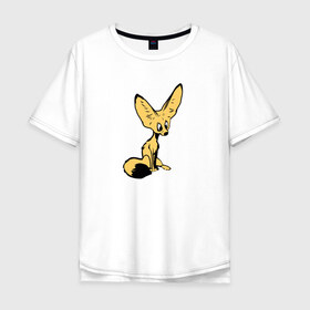 Мужская футболка хлопок Oversize с принтом Лисенок в Екатеринбурге, 100% хлопок | свободный крой, круглый ворот, “спинка” длиннее передней части | животное | лиса | фенек
