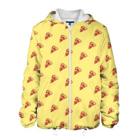 Мужская куртка 3D с принтом Рай пиццы в Екатеринбурге, ткань верха — 100% полиэстер, подклад — флис | прямой крой, подол и капюшон оформлены резинкой с фиксаторами, два кармана без застежек по бокам, один большой потайной карман на груди. Карман на груди застегивается на липучку | Тематика изображения на принте: food | pizza | грибы | еда | завтрак | колбаса | обед | пицца | помидор | ужин | фастфуд