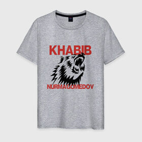 Мужская футболка хлопок с принтом Хабиб Нурмагомедов в Екатеринбурге, 100% хлопок | прямой крой, круглый вырез горловины, длина до линии бедер, слегка спущенное плечо. | khabib | nurmagomedov
